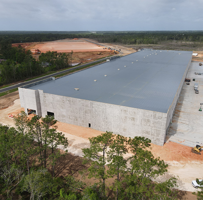 Large building under construction - aerial view from drone